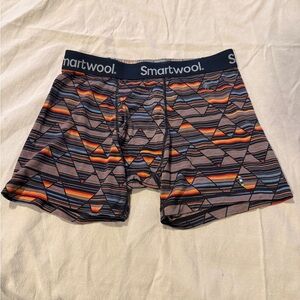 Smartwool Men’s Geometric Boxer Briefs — Orange, Blue & Black